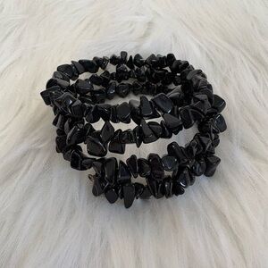 Black Chip onyx Bead Coil Bracelet - Unbranded